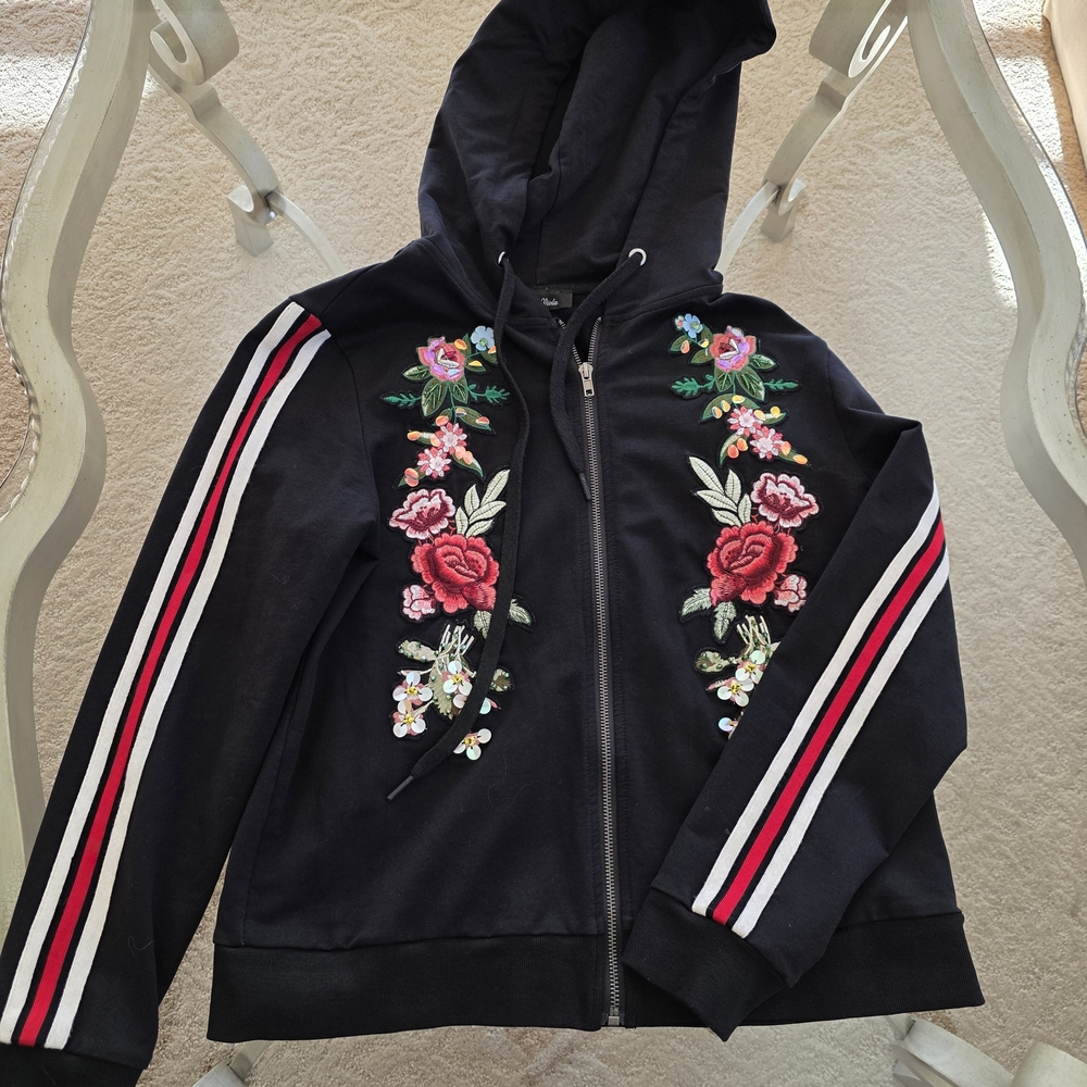 Lea & Viola Black Floral Embroidered Jacket